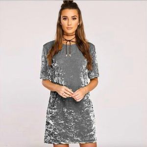 Crushed velvet T-shirt dress